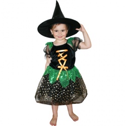 Dětský kostým čarodějnice - zelená